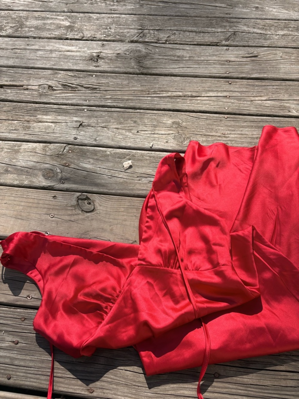 Emerald Sundae Red Satin Slip Dress